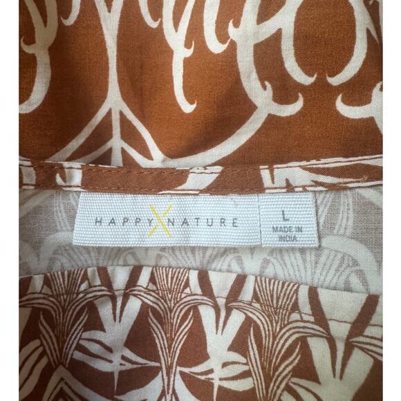 NWT Happy x Nature | 100% Cotton Burnt Orange Misty Printed Top | Size Large - Picture 6 of 10